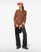 Carica l'immagine nel visualizzatore di Gallery, Pinstripe Clip Blazer | Women Coats & Jackets Brown | GCDS®