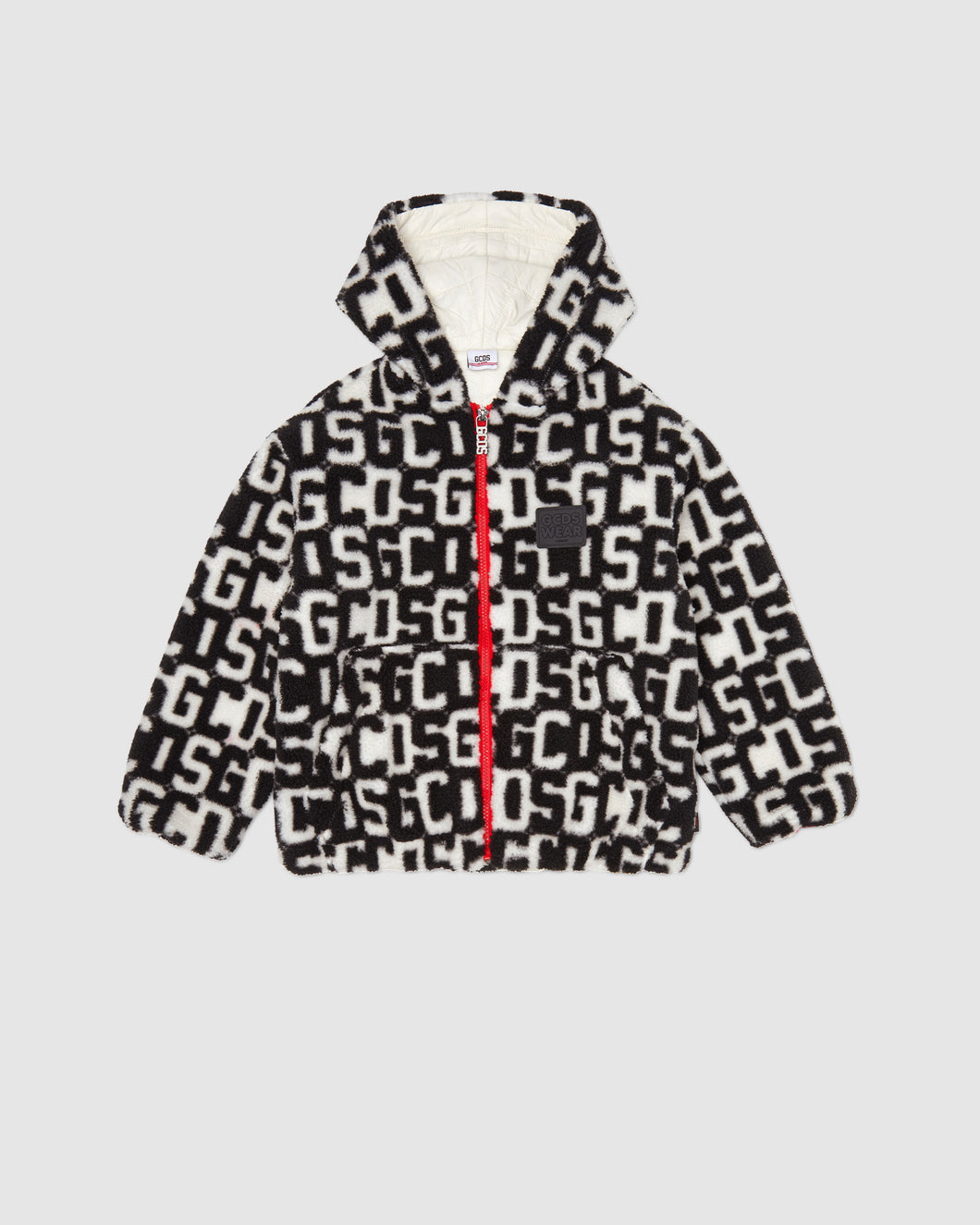 Gcds monogram hooded jacket: Boy Outerwear Black | GCDS