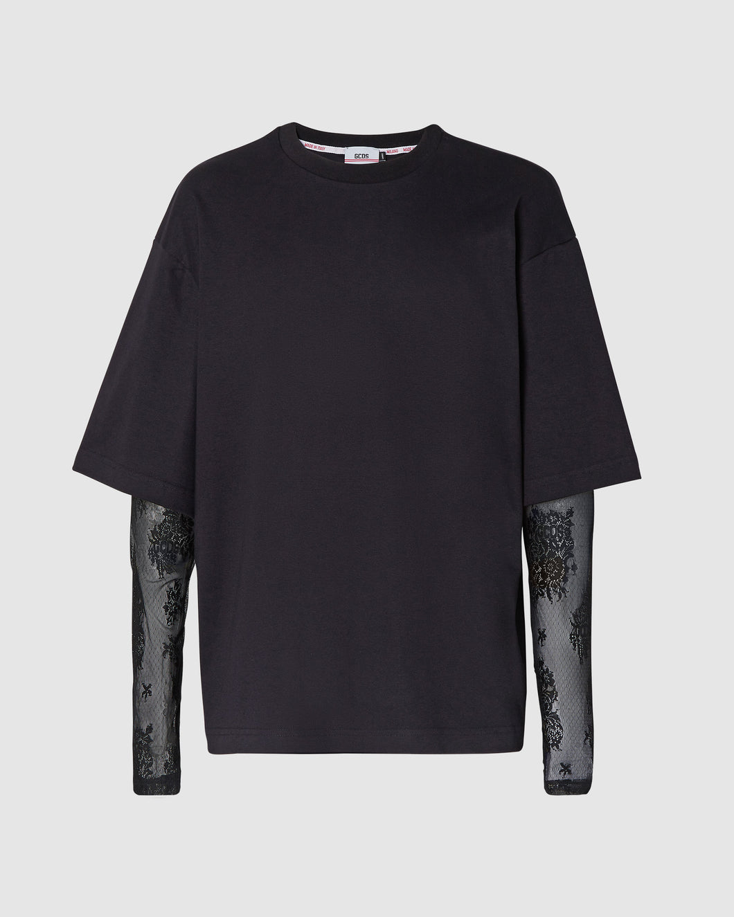 Lace oversized t-shirt: Men T-shirts Black | GCDS