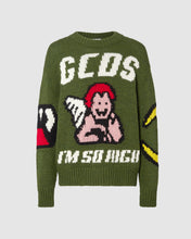 Load image into Gallery viewer, Plush sweater: Men Knitwear Military Green | GCDS
