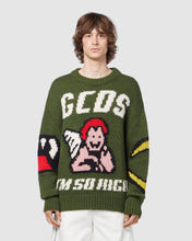 Load image into Gallery viewer, Plush sweater: Men Knitwear Military Green | GCDS
