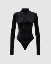 Load image into Gallery viewer, Stretch velvet bodysuit: Women Bodysuits Black | GCDS

