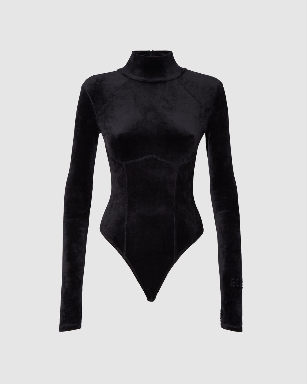 Stretch velvet bodysuit: Women Bodysuits Black | GCDS