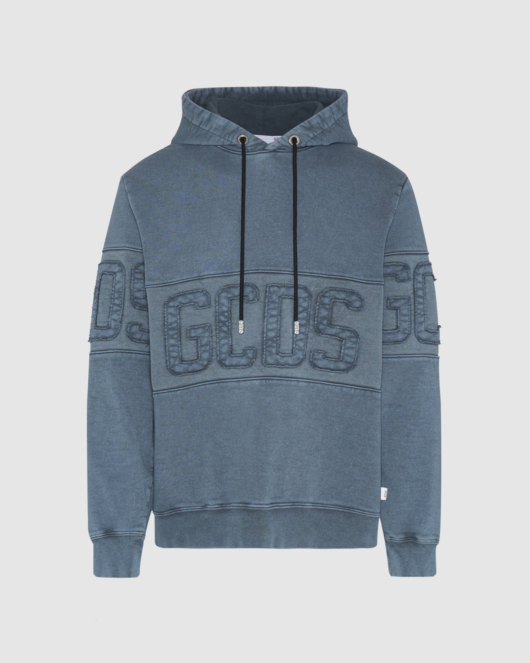 Overdyed GCDS logo band hoodie: Men Hoodies Black | GCDS