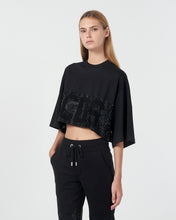Load image into Gallery viewer, Bling logo band crop t-shirt: Women T-Shirts Black | GCDS
