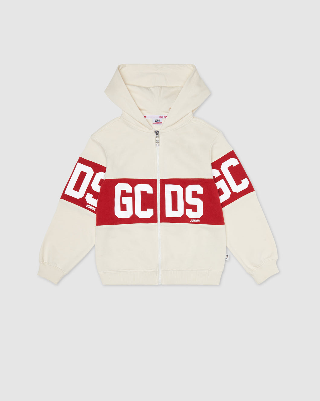 Gcds Logo band zip-up hoodie: Unisex     Hoodie and tracksuits Whitecap Grey | GCDS