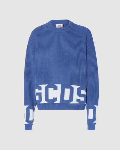 Gcds low band sweater: Men Knitwear Blue | GCDS