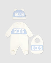 Load image into Gallery viewer, Gcds Logo band Three-Piece Baby Set: Unisex Playsuits and Gift Set Baby Blue | GCDS
