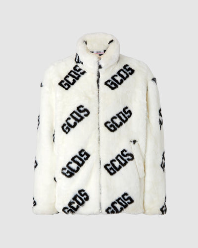 Gcds faux fur jacket: Unisex Outerwear White | GCDS