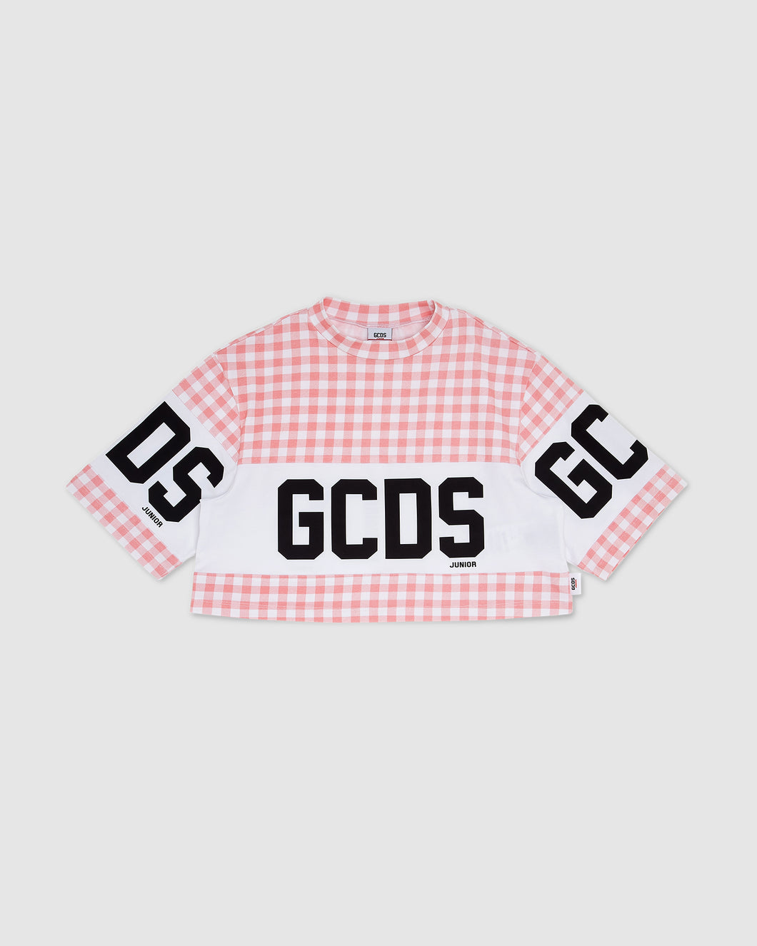 Crop GCDS Vichy T-Shirt: Girl T-Shirts  Pink | GCDS