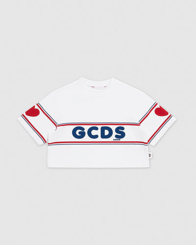 Crop GCDS logo t-shirt: Girl T-Shirts  White | GCDS