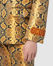 Load image into Gallery viewer, Double-breasted snake faux leather blazer: Men Outerwear Yellow | GCDS
