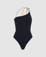 Load image into Gallery viewer, Bling one shoulder swimsuit : Women Swimwear Black | GCDS
