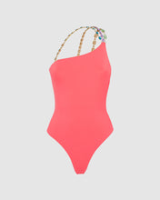 Load image into Gallery viewer, Bling one shoulder swimsuit : Women Swimwear Coral | GCDS
