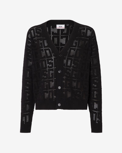 Gcds Monogram Macramè Cardigan : Men Knitwear Black | GCDS Spring/Summer 2023