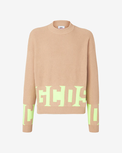 Gcds Cotton Low Band Sweater : Men Knitwear Beige | GCDS Spring/Summer 2023