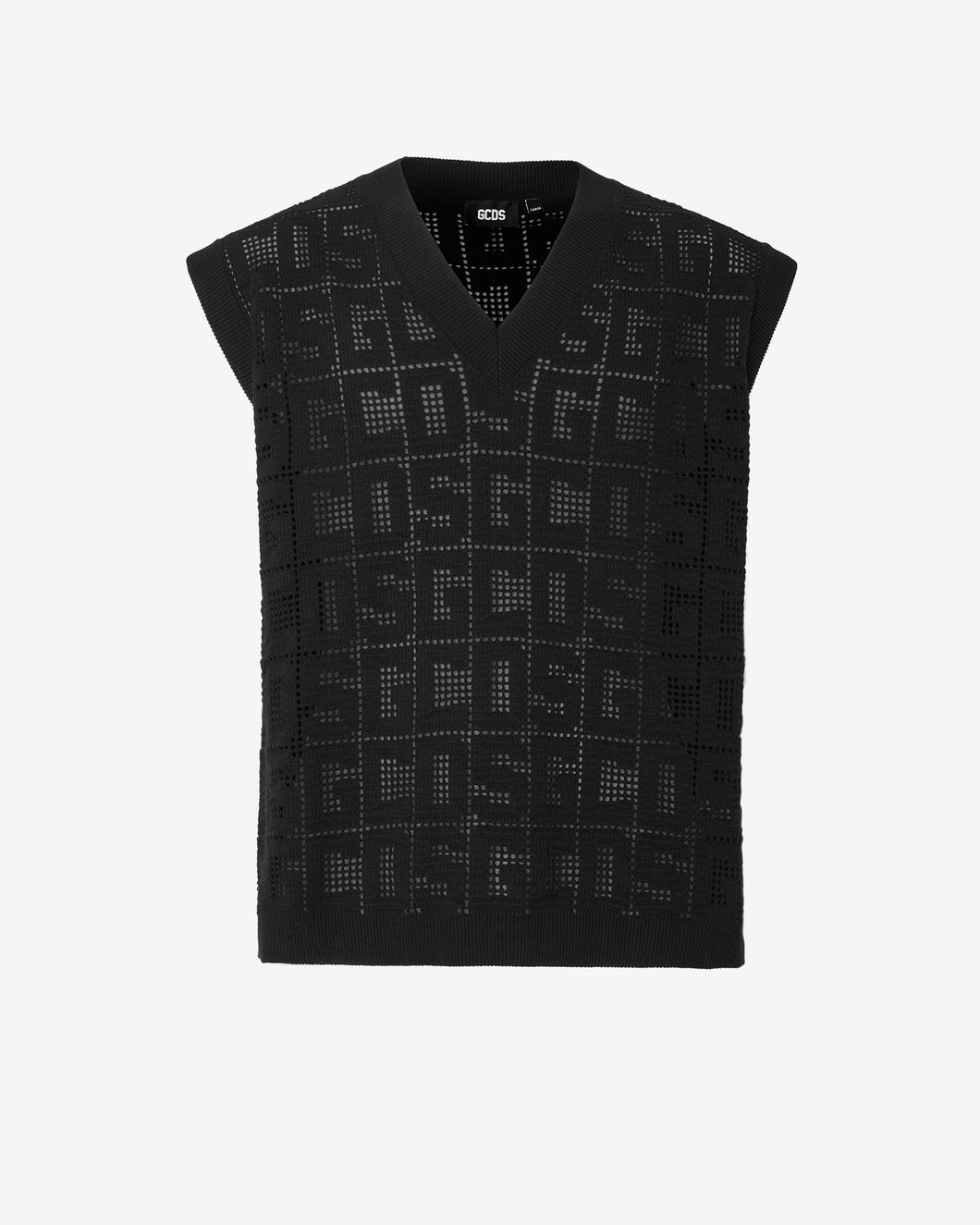 Gcds Monogram Macramè Gilet : Men Knitwear Black | GCDS Spring/Summer 2023