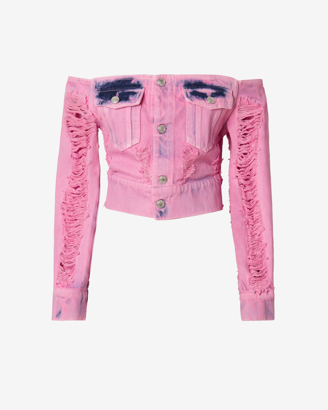 Denim Frayed Jacket : Women Outerwear Pink | GCDS Spring/Summer 2023
