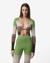 Load image into Gallery viewer, Lurex Degradé Mini Cardigan : Women Knitwear Military Green | GCDS Spring/Summer 2023
