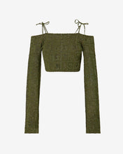 Load image into Gallery viewer, Gcds Monogram Macramé Sweater : Women Knitwear Military Green | GCDS Spring/Summer 2023
