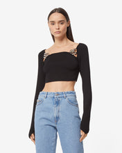 Load image into Gallery viewer, Logo Chain Long Sleeves Top : Women Tops Black | GCDS Spring/Summer 2023
