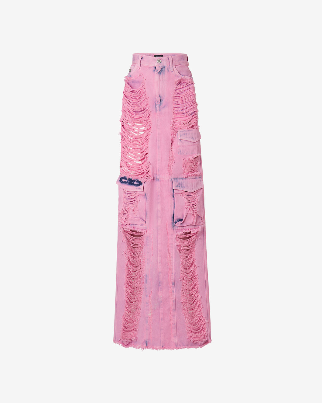 Denim Frayed Ultracargo Long Skirt : Women Skirts Pink | GCDS Spring/Summer 2023