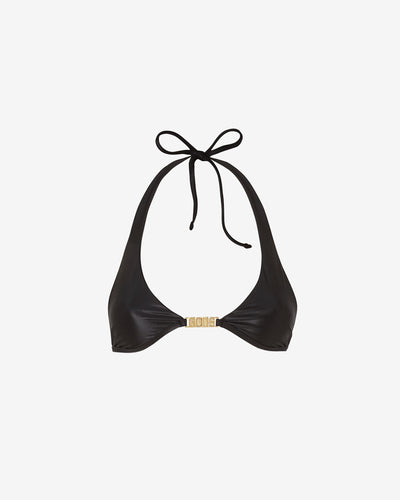 Metallic Logo Clip Bikini Bra : Women Swimwear Black | GCDS Spring/Summer 2023