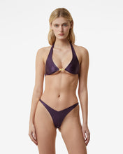Carica l&#39;immagine nel visualizzatore di Gallery, Metallic Logo Clip Bikini Bra : Women Swimwear Violet | GCDS Spring/Summer 2023
